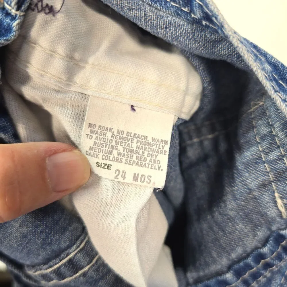 Vintage OshKosh B'Gosh Denim Overalls 24 Months Baby USA Classic Bib Jeans Blue